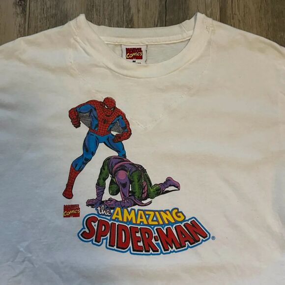Vintage 2000s Marvel Comics The Amazing Spiderman Green Goblin Tee T-Shirt - Picture 2 of 6